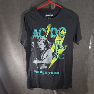 Aeropostale AC/DC Let There Be Rock World Tour 1977 Black Graphic Tee G M